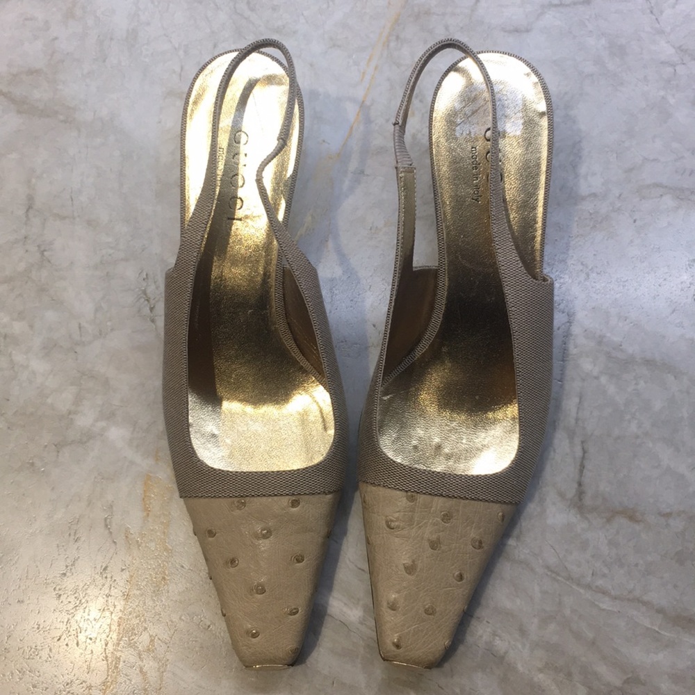 Gucci sling-back kitten-heal shoes